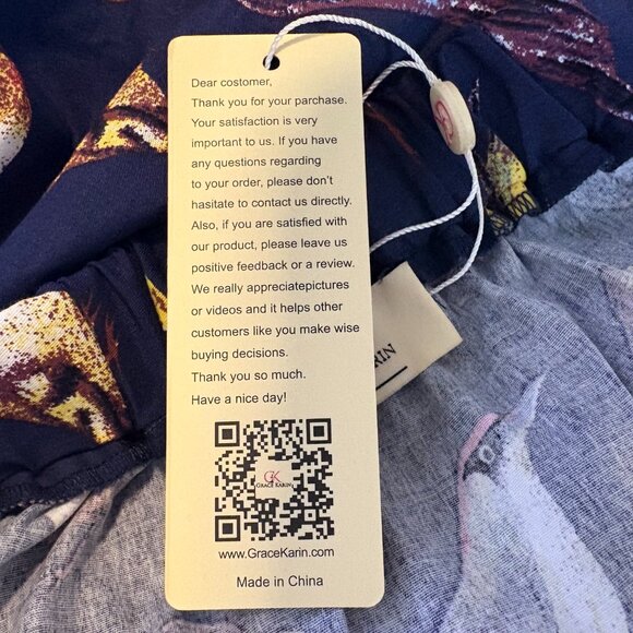 NWT Grace Karin Pleated Retro Bird Print Skirt Navy Blue Pinup 50's Look S - Picture 11 of 11